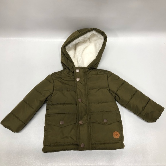Little Me Baby Olive Green Puffer Jacket - Picture 1 of 2
